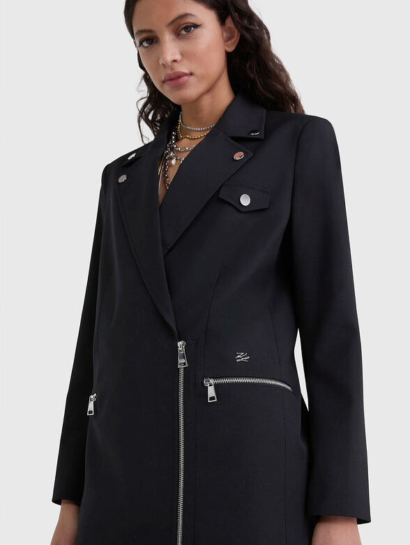 Wool blend jacket with accent zip - 4