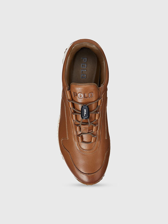 Leather sports shoes with logo detail - 4