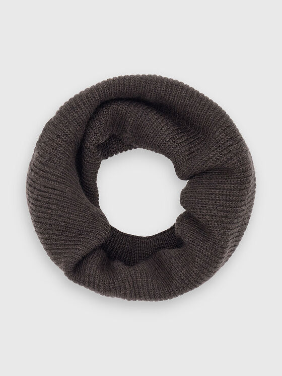 Тъмнокафяв шал тип яка от мерино вълна - 1