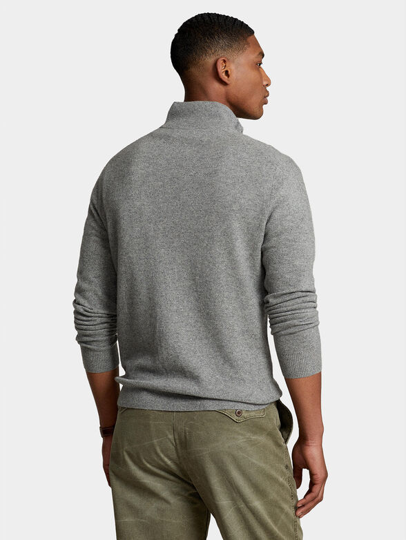 Grey merino wool sweater with zip - 3