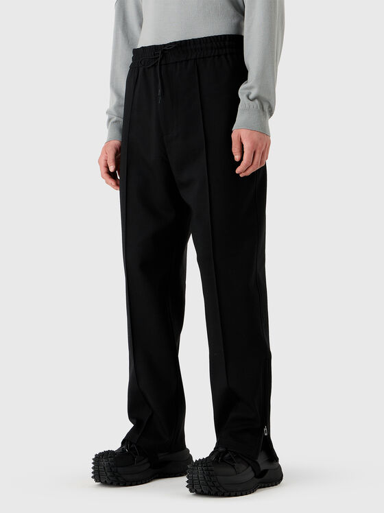 Beige wool blend pants - 1