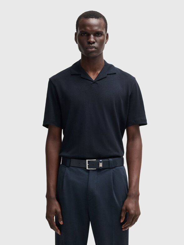 Cotton polo shirt with side slits - 1