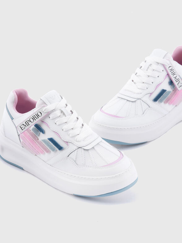 Logo leather sneakers - 4