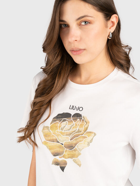 Cotton T-shirt with rhinestones - 4