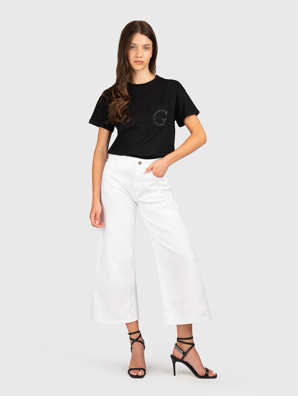 Cotton T-shirt with a logo made of rhinestones - 2