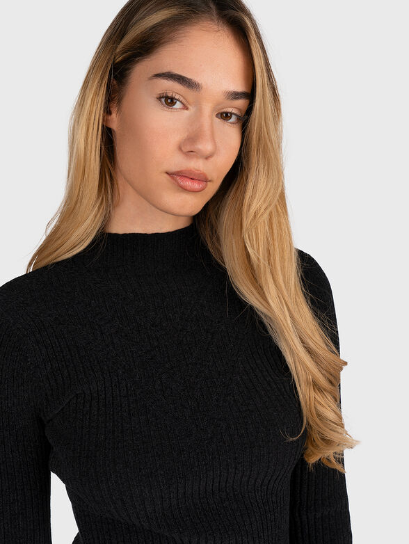RITA black sweater with logo accent - 4
