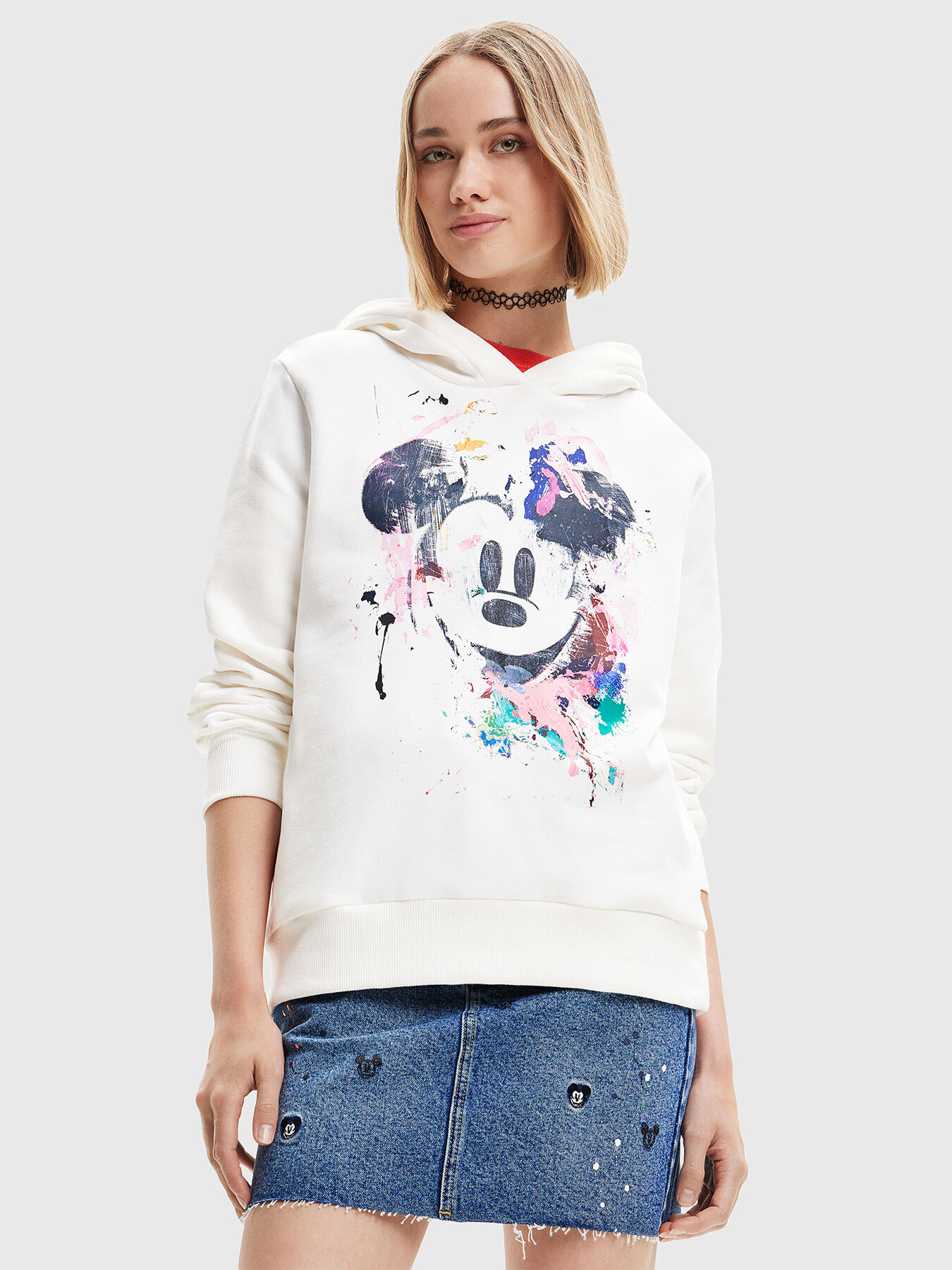 MICKEY white sweatshirt with print brand DESIGUAL