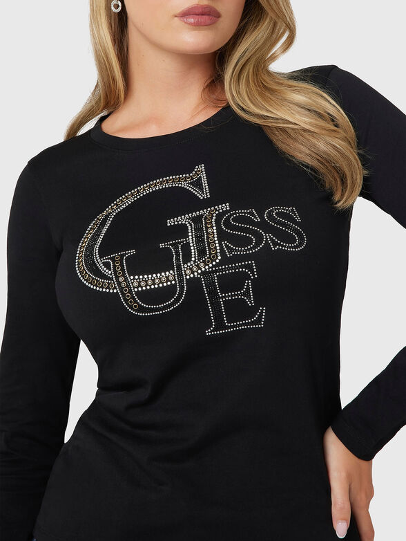 Blouse with applique rhinestones - 4