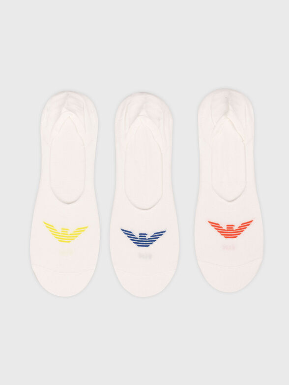 Set of three pairs of cotton socks in black - 1