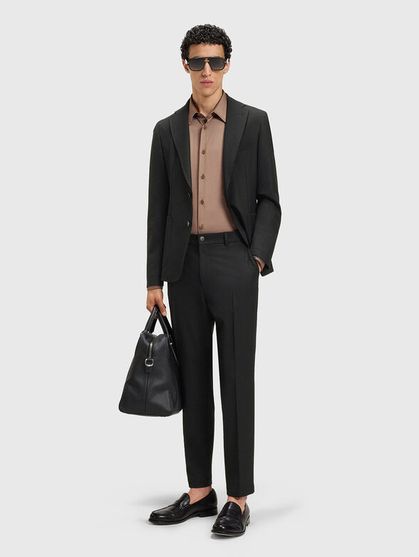 Black slim wool blend jacket - 2