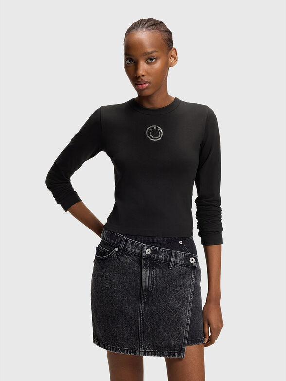 Cropped blouse with rhinestones - 1