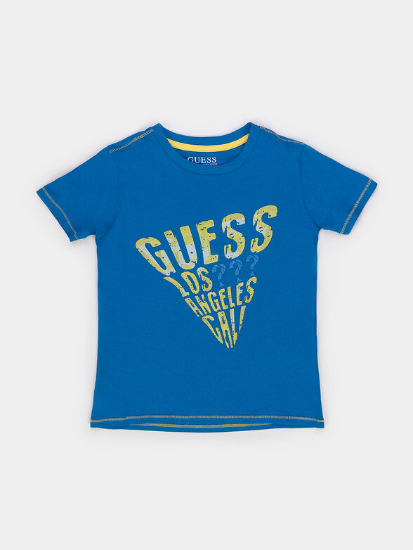 Blue cotton T-shirt with print - 1