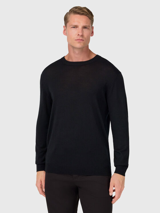 Вълнен пуловер с рипсени детайли  - 1