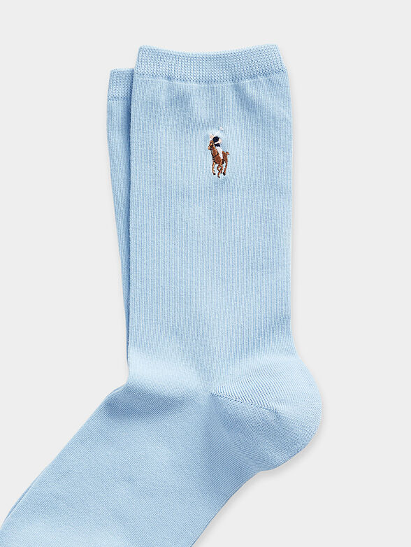 Blue socks with logo embroidery - 2