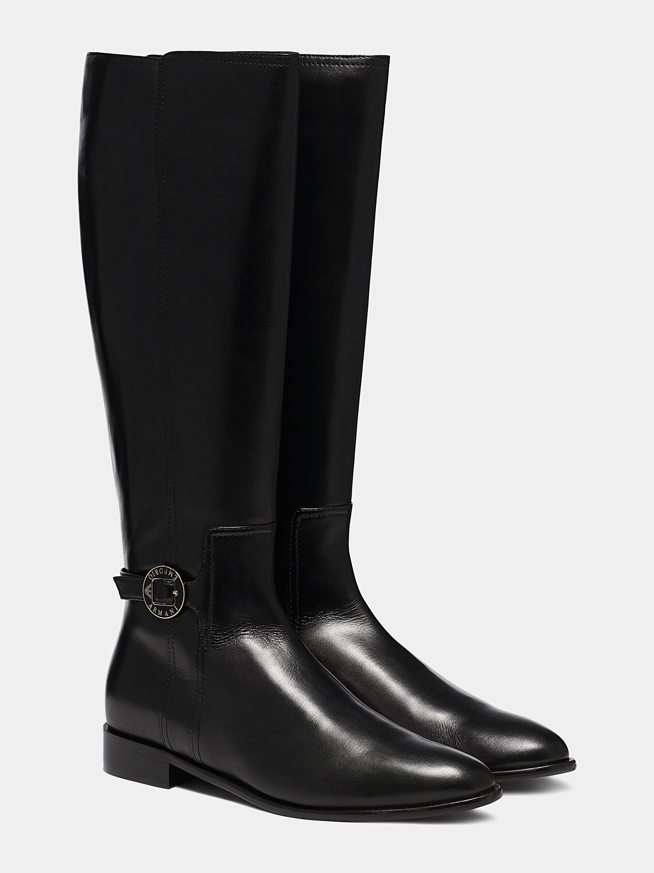 Calf leather boots with logo plate brand EMPORIO ARMANI Globalbrandsstore en