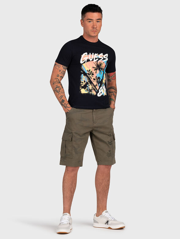 Dark blue T-shirt with maxi print - 2