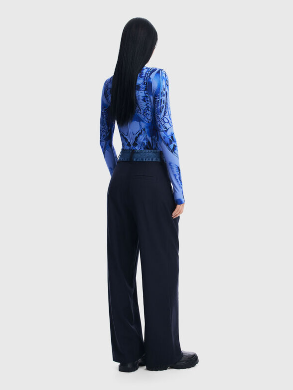 Print blouse with polo collar - 3