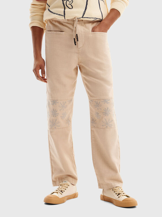 Beige pants in cotton  - 1
