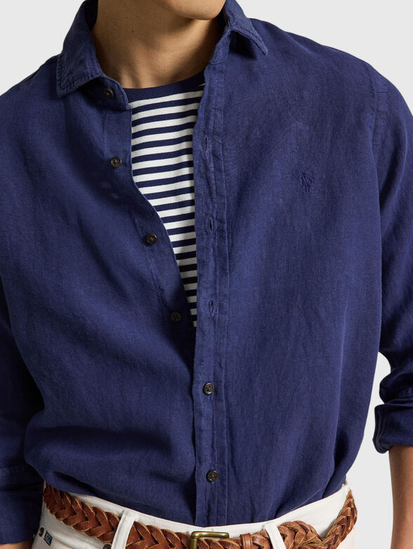 Blue lienen shirt - 4