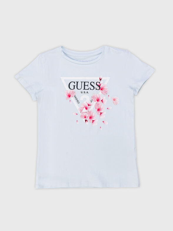 T-shirt with floral print in blue  - 1