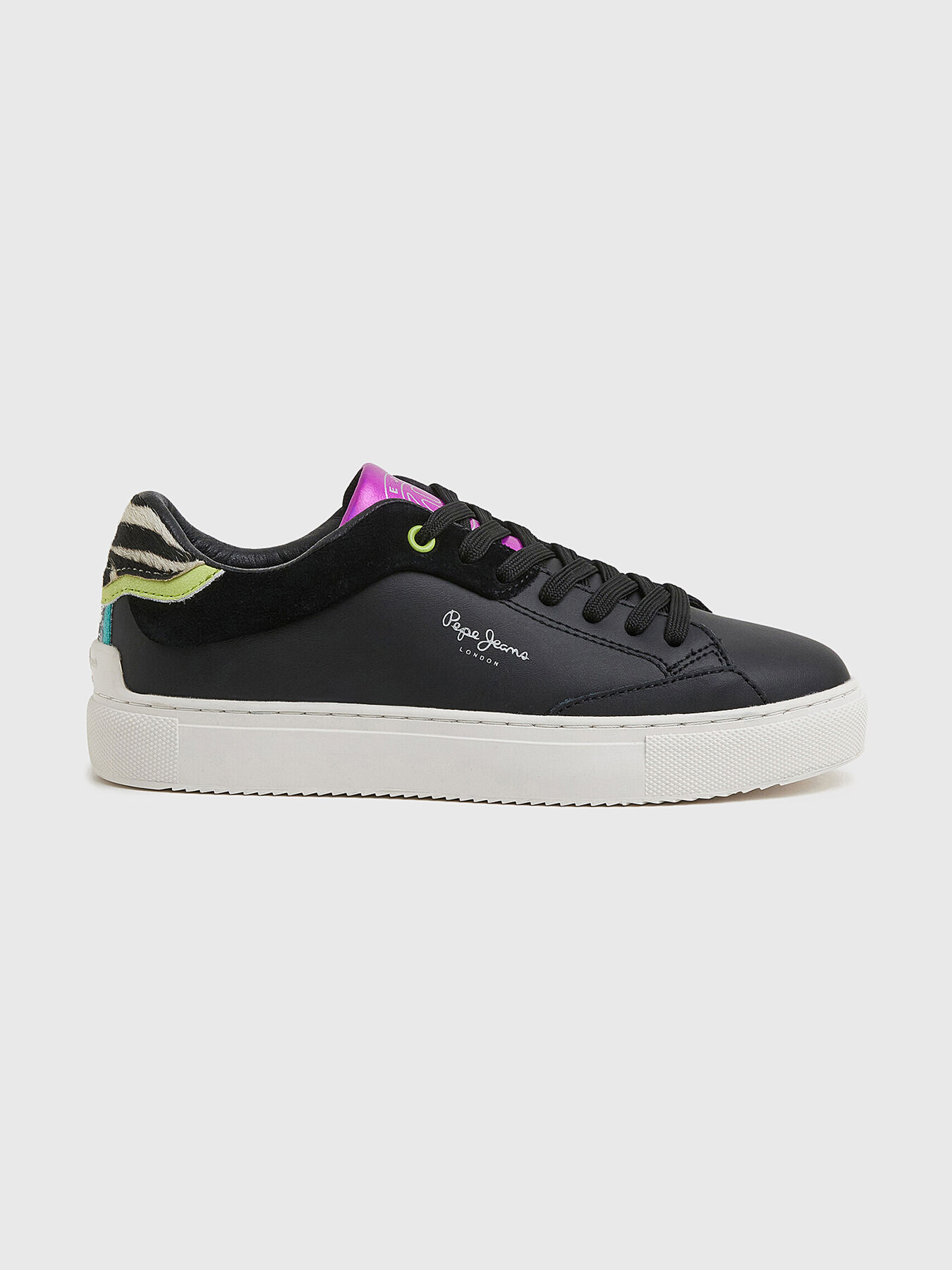 ADAMS ARI black sports shoes with coloured inserts brand Pepe