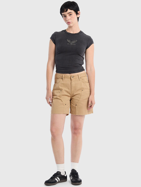 Cotton slim T-shirt with oval neckline - 2