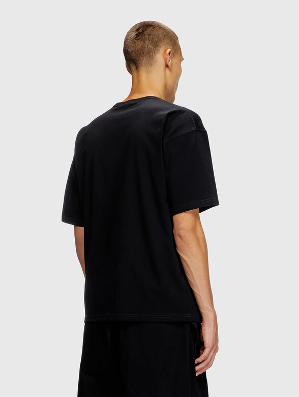 Black cotton T-shirt with print - 3