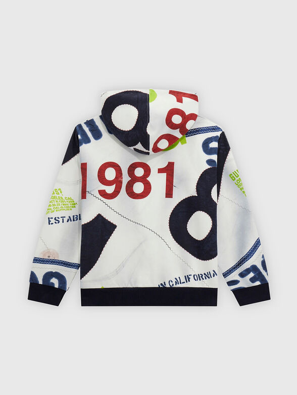Cotton sweatshirt with hood and logo - 1