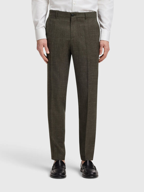 Slim-fit wool and linen trousers - 1