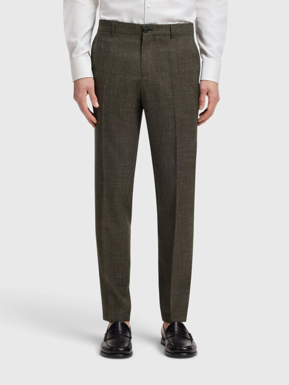 Slim-fit wool and linen trousers - 1