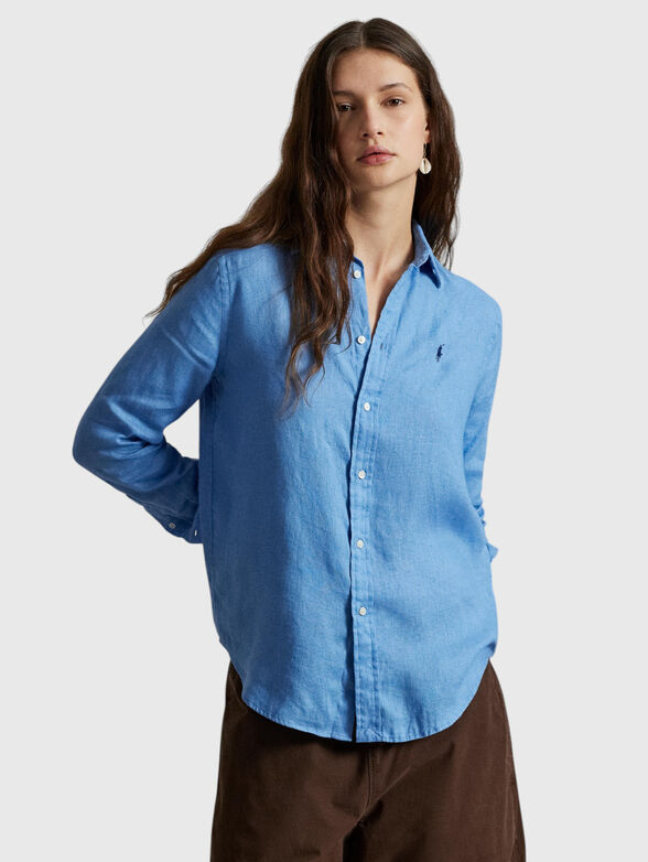 Linen shirt with logo detail - 1