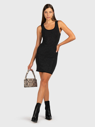 Mini dress with appliqué rhinestones - 5