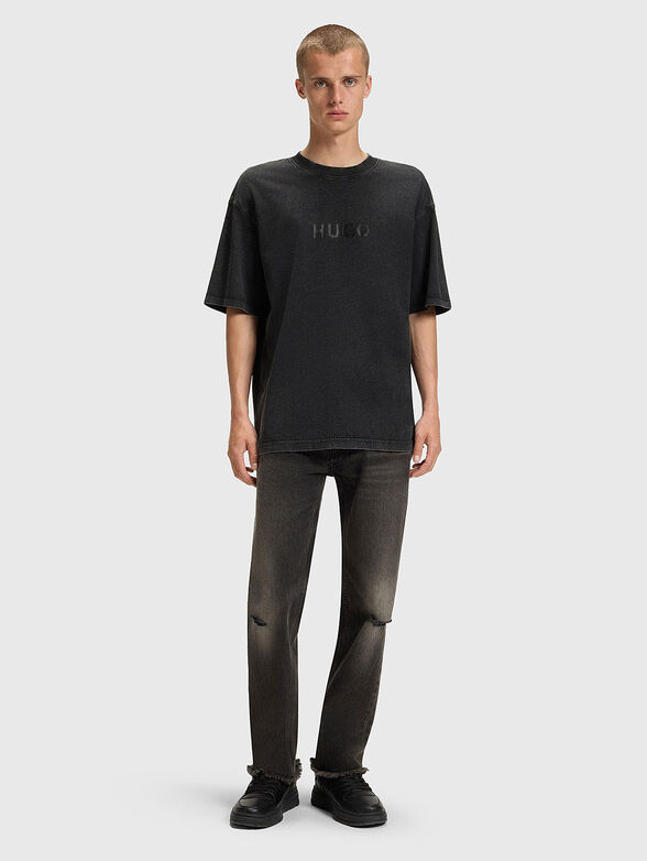 Oversized cotton T-shirt with oval neckline - 2