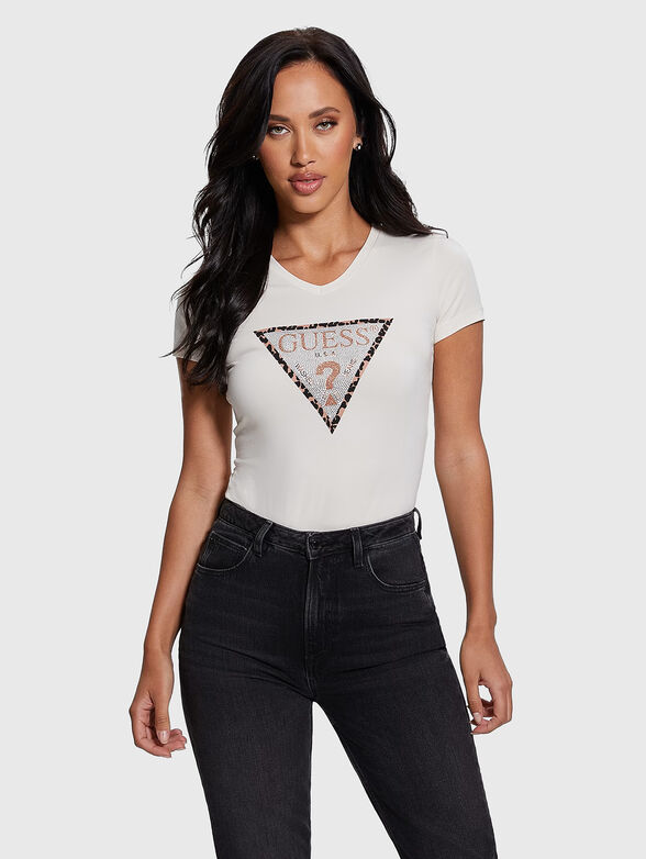 Black T-shirt with accent triangular logo - 1