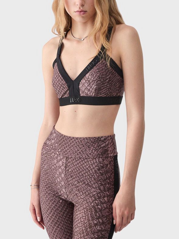 Animal-print top with logo detail - 1