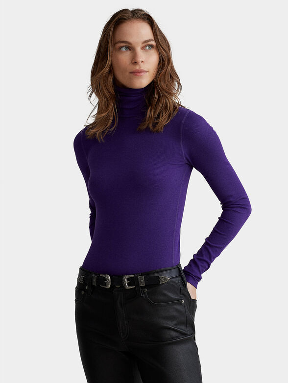 Turtleneck sweater in purple color - 1