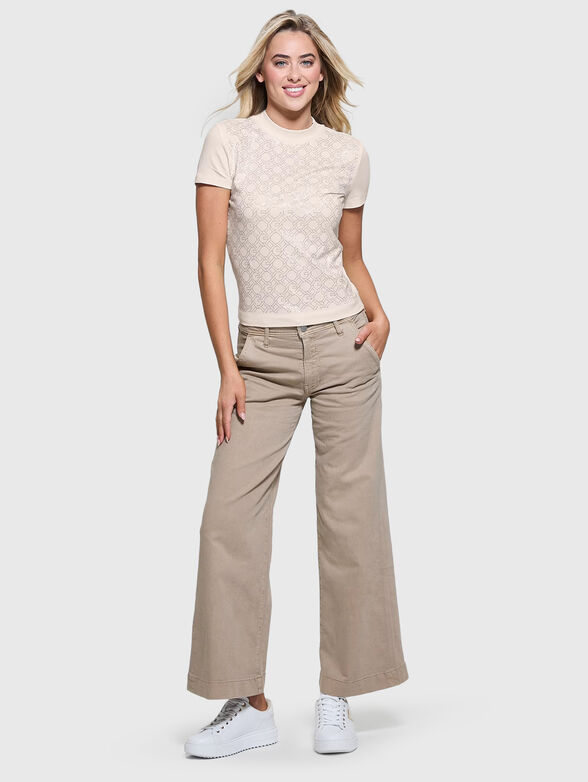 Cotton T-shirt with 4G logo rhinestones - 2