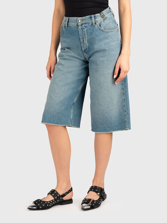 Denim shorts with logo - 1