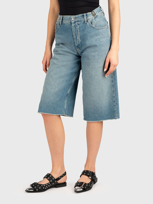 Denim shorts with logo - 0
