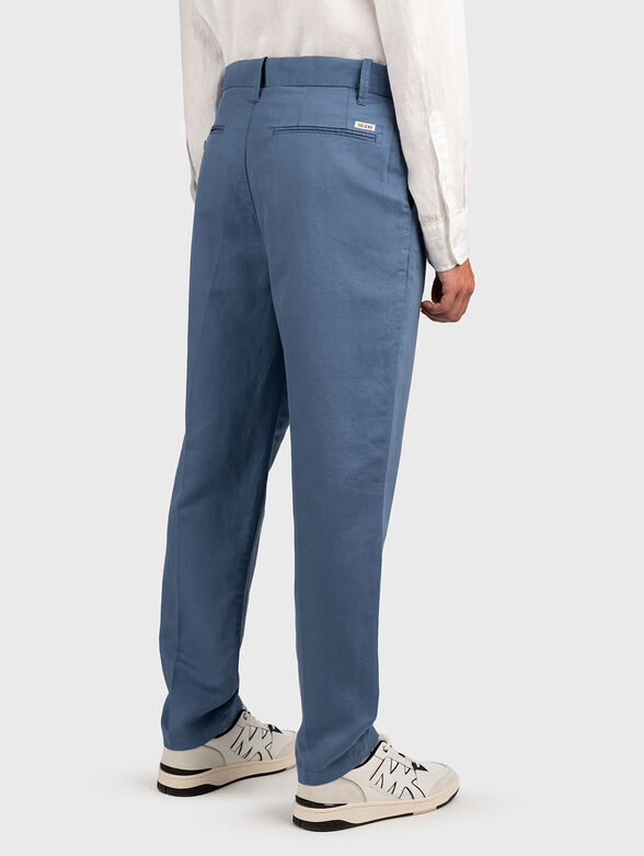 Blue linen blend chino trousers - 2