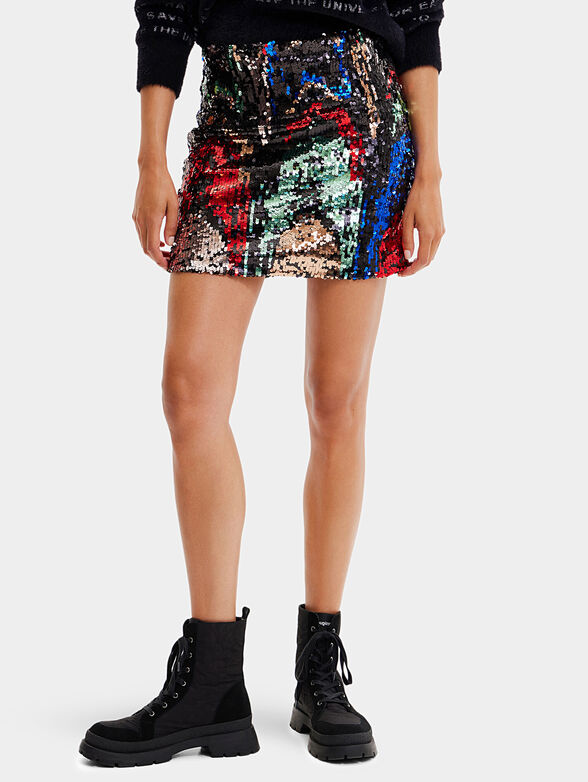 Mini skirt with multicolored sequins - 1