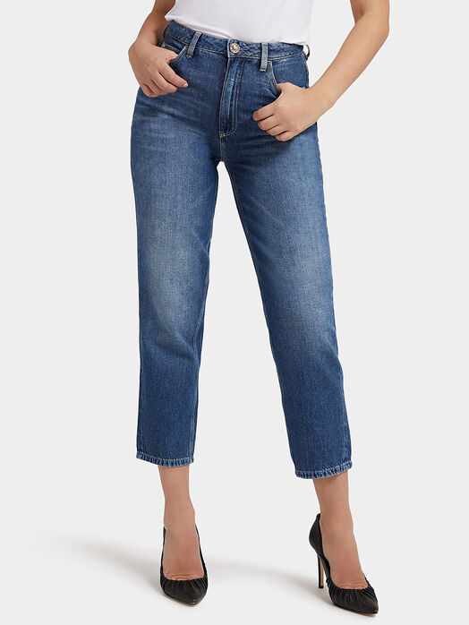 Mom fit blue jeans