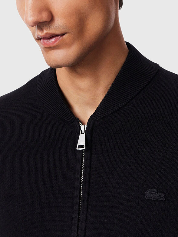 Cotton and wool knit cardigan - 4