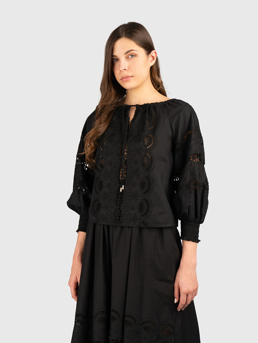 Cotton blouse with dropped shoulder