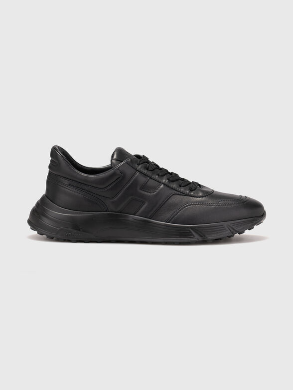 Black sports shoes made of genuine leather - 1