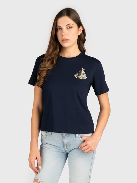 T-shirt with rhinestones in blue