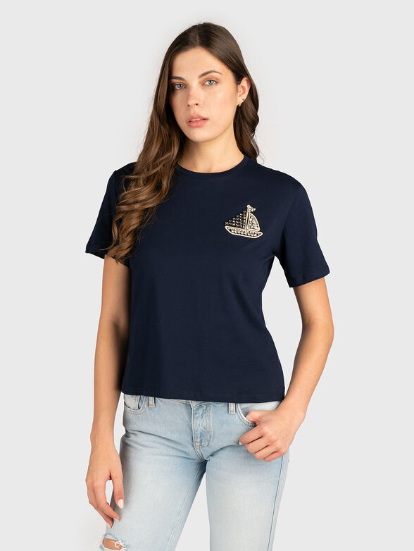 T-shirt with rhinestones in blue - 1