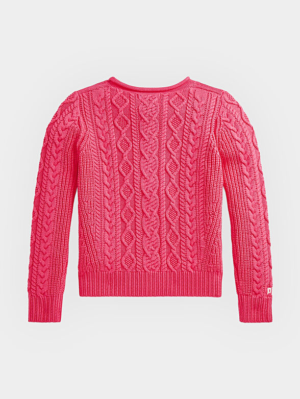 Pink sweater with stylish Aran knits - 2