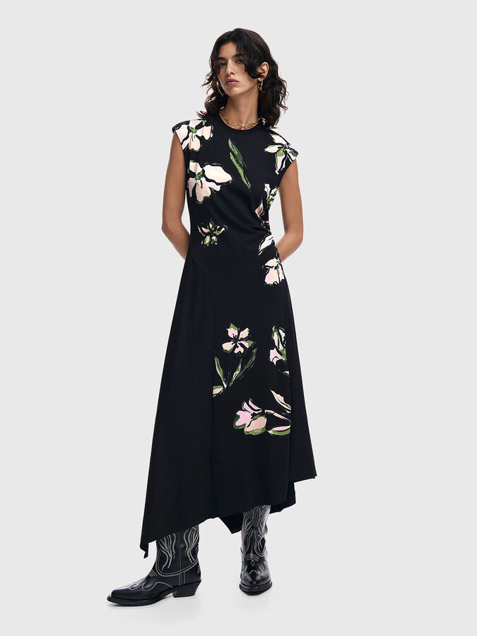Globalbrandsstore Desigual Clothing Brand Asymmetric Floral Dress Brand  DESIGUAL