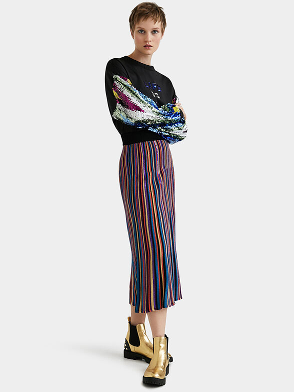 Midi skirt with colorful print - 3